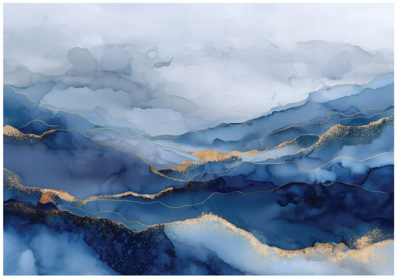 Fototapeta WALLARENA Do Sypialni Salonu Na Flizelinie Marmur Glamour Abstrakcja Niebieski 350x250 cm 16196VX7 1 szt.