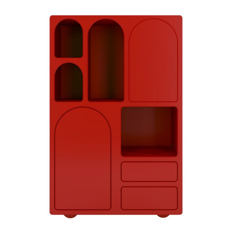 Drewniana komoda z łukami Visby OLIMPIA high bordowa 1 szt.