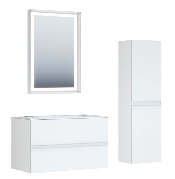 Zestaw mebli łazienkowych ORKA szafka 120 cm lustro umywalka słupek Nest białe 1szt