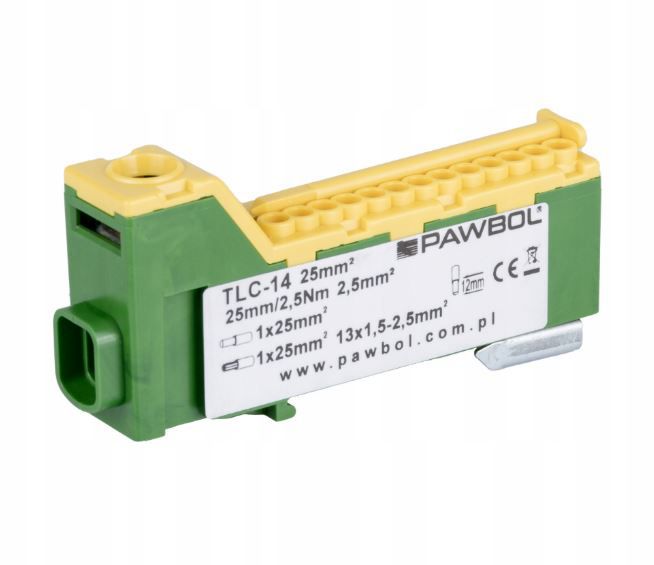 Listwa zaciskowa Pawbol 14-torowa bez gwintowa zielono-żółta 1 szt.