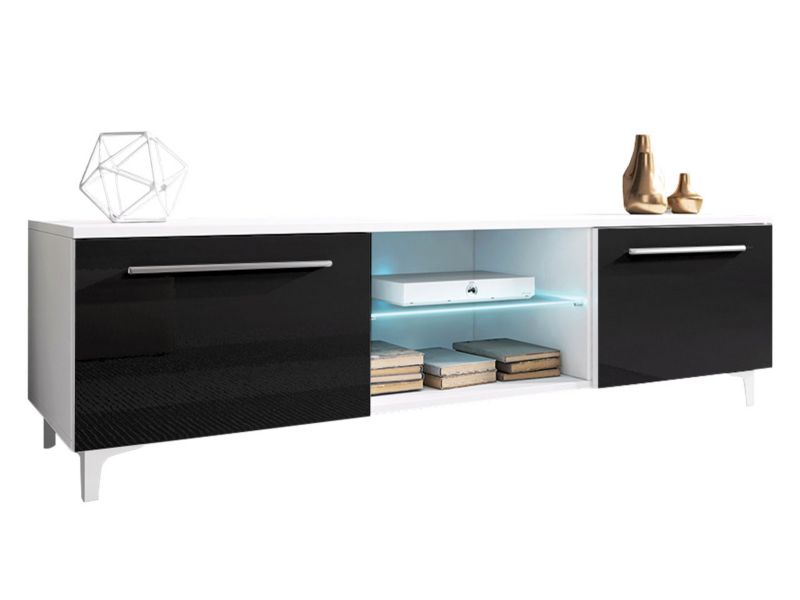 Szafka RTV MIRJAN 24 XIIIW biały + czarny połysk 1 szt.