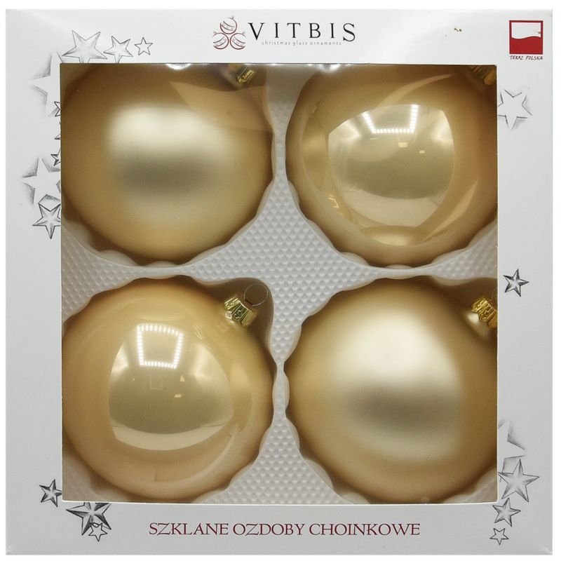 Bombki gładkie Vitbis 10 cm szampan 4 szt.