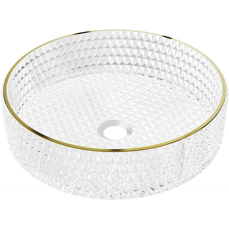 Umywalka nablatowa Mexen Aura transparent/złota 39,5 x 39,5 cm 1 szt.