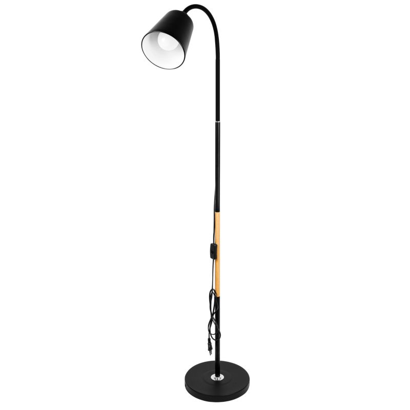 Lampa podłogowa E27 LED MasterLED Koko 145cm stojąca czarna drewno + stal 1 szt.