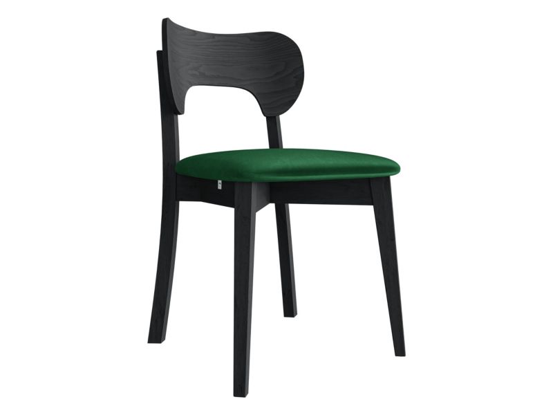 Krzesło MIRJAN 24 tapicerowane KT64 czarny/aksamit butelkowa zieleń 1 szt.