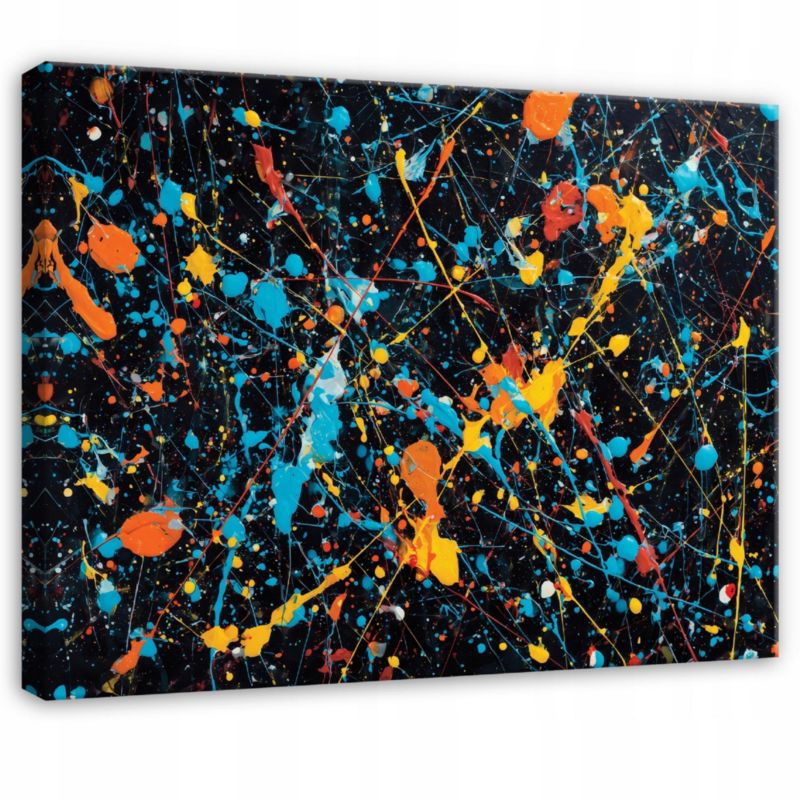 Obraz WALLARENA Dla Dzieci Na Płótnie Abstrakcja Nowoczesny Farby Czarny 120x80 cm PP16237O20 1 szt.