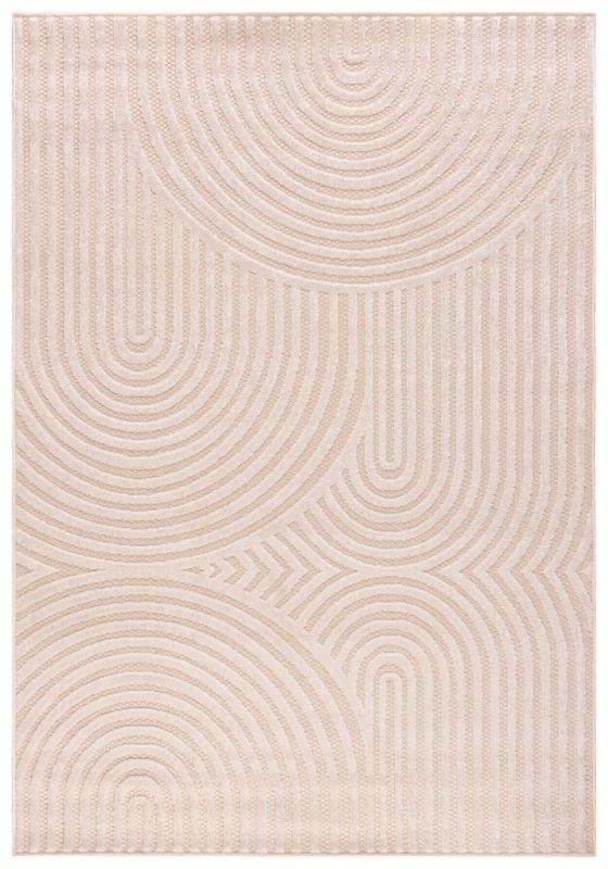 Dywan wewnętrzny/zewnętrzny Madison NJ85C prostokąt Mazovia 80x 150 cm beżowy,kremowy,biały motyw geometryczny krótki włos 1 szt.