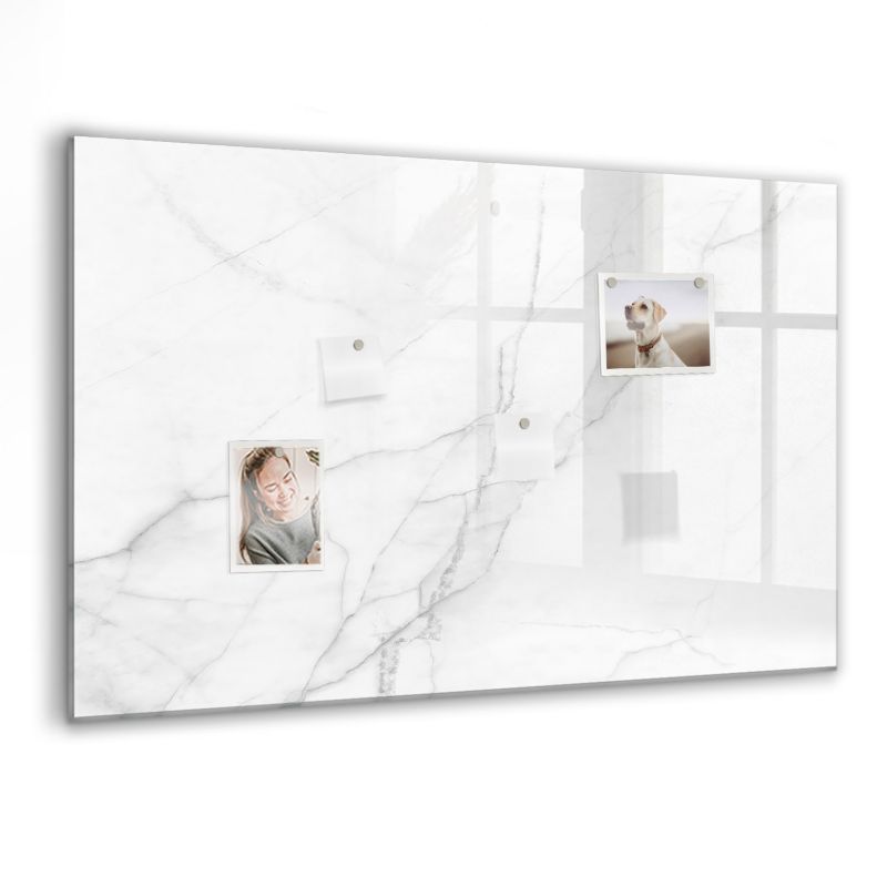 Szklana tablica magnetyczna z czarnym markerem Wallfluent 90x60 cm Dekoracyjny marmur 1 szt.