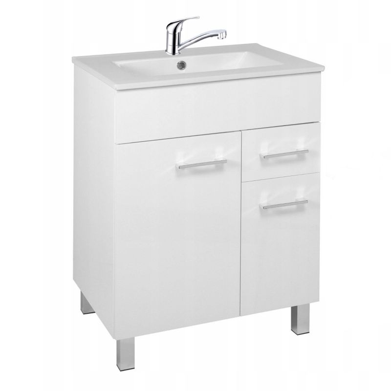 Szafka Łazienkowa Stamar Łazienkowa z Umywalką Biała Stojąca 600 x 470 mm Bateria Obrotowa 1 szt