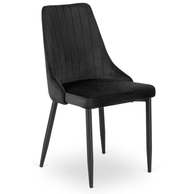 Krzesło Tapicerowane BARI Mebel Elite Welurowe Czarne Do Jadalni Salonu 1szt