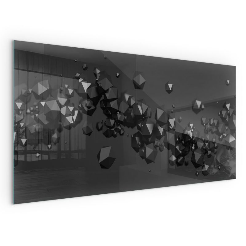 Szklana Podkładka Pod Kominek Prostokąt Wallfluent 140x70 cm Abstrakcyjne bryłowe formy 1 szt.