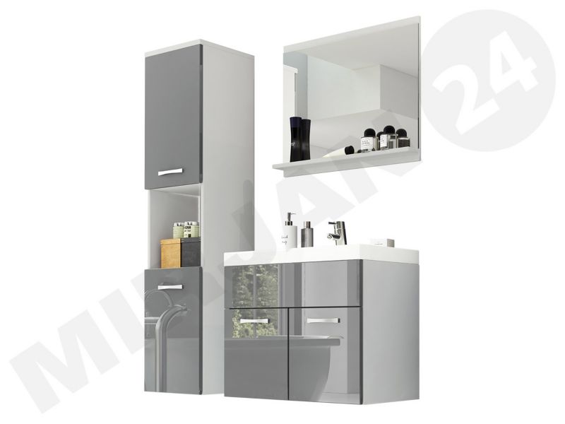 Meble łazienkowe MIRJAN 24 Montreal biały / szary połysk 1 kpl.