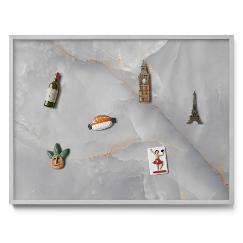 Ozdobna tablica magnetyczna Tulup 80x60 cm Elegancki ozdobny marmur w srebrnej ramie 1 szt.