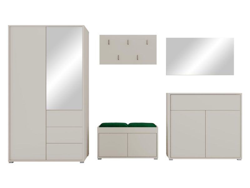 Zestaw MIRJAN 24 do przedpokoju Gesita V beżowy/plusz butelkowa zieleń 1 szt.