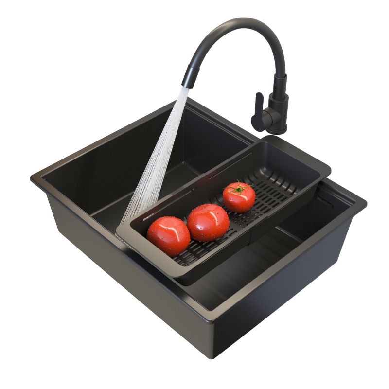 Zlewozmywak Granitowy Jednokomorowy Podblatowy Granitan Sinko Zestaw Zlew Bateria Syfon 1 kpl.