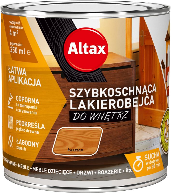 Lakierobejca szybkoschnąca do wnętrz Altax kasztan 0,25 l