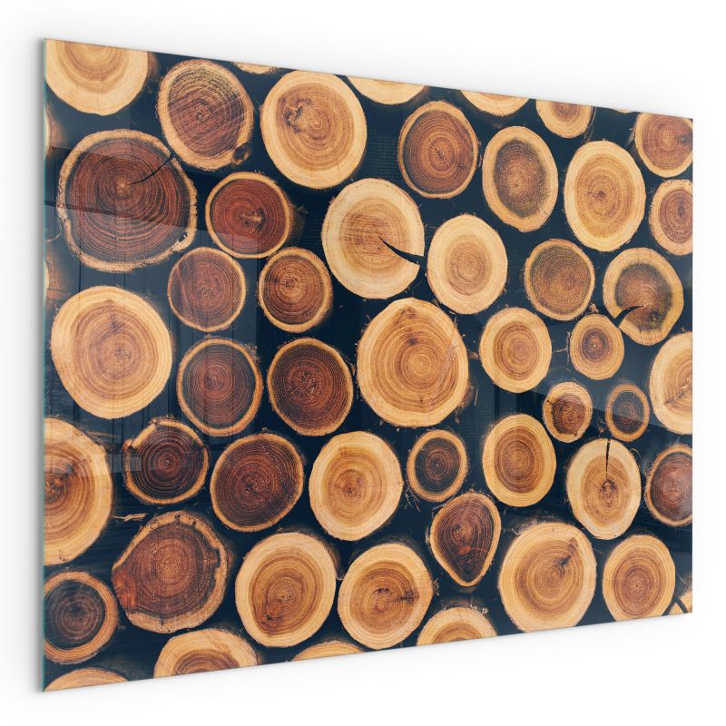 Szklana Podkładka Pod Kominek Prostokąt Wallfluent 80x60 cm Kompozycja z drewnianych fragmentów 1 szt.