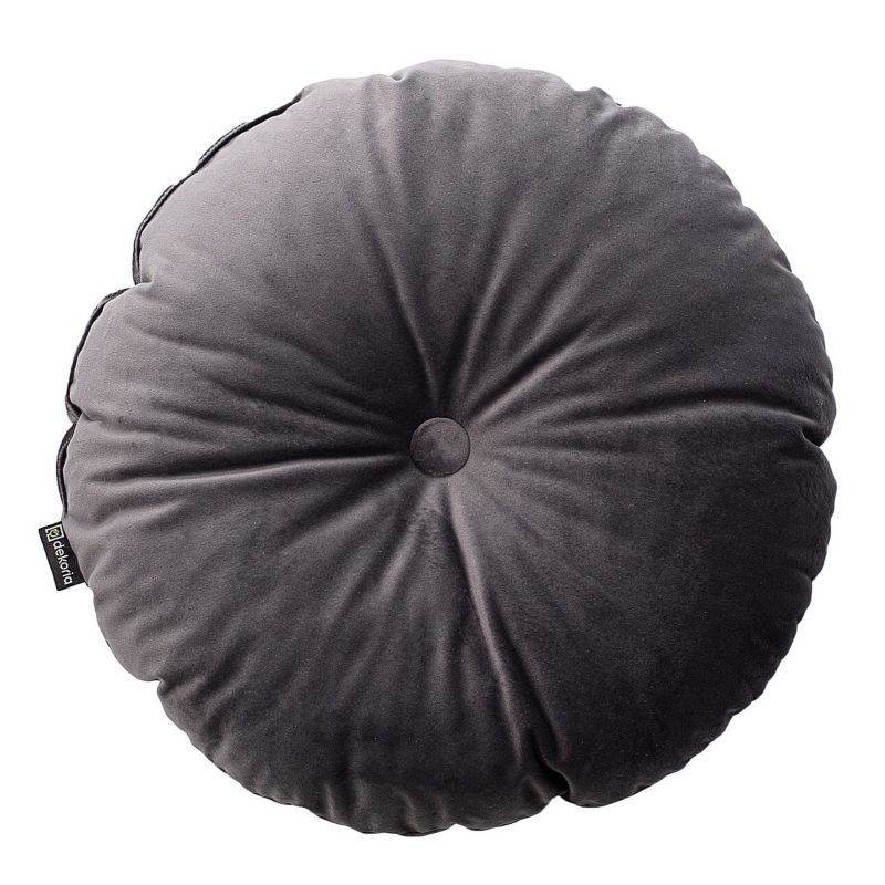 Poduszka okrągła z guzikiem Dekoria Velvet śr. 37 cm grafitowy szary 1 szt.