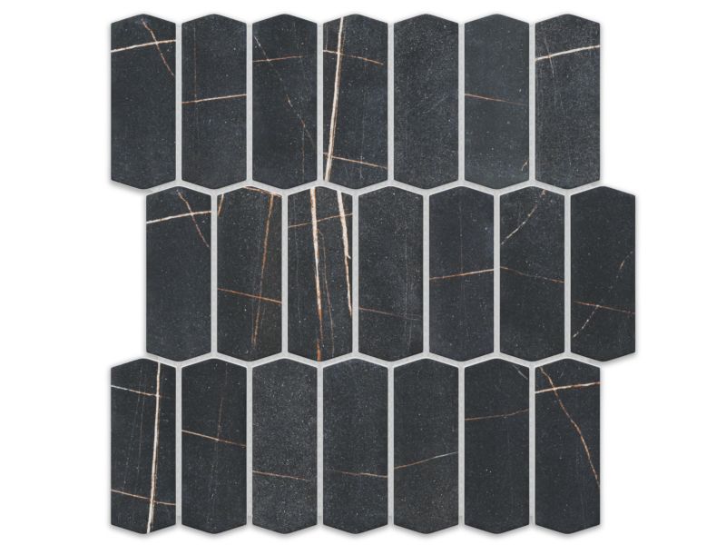 Mozaika ceramiczna Ilcom Heksagon Long Silk Black Zero mat 29.7 x 28.8cm 1szt.