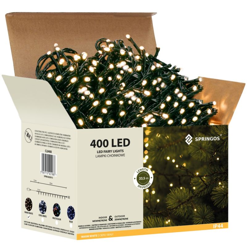 Lampki choinkowe Springos 400 led biały ciepły 33,5m IP44 1 szt.