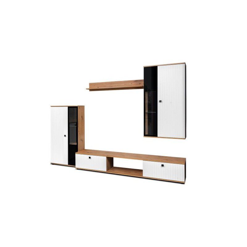 Meblościanka Bonni do salonu Salsa Lamele WH/AR01 Biały/Dąb Artisan 1 szt.