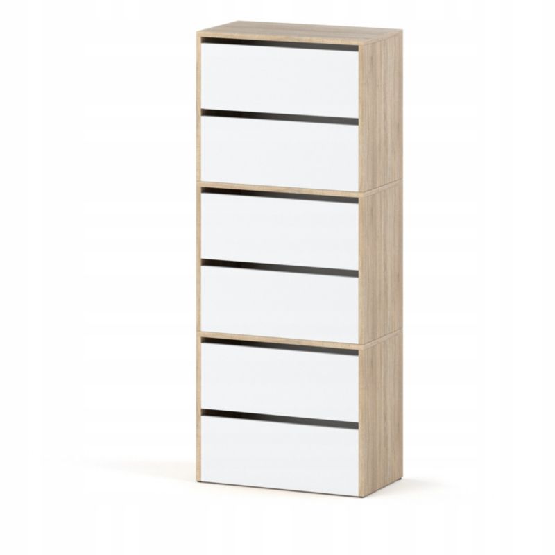 Szafka Na Buty Stiv-Meble 6 Drzwi 3 Moduły 60Cm Dąb Sonoma / Biały Mat 60X36X150 Cm 1Szt.