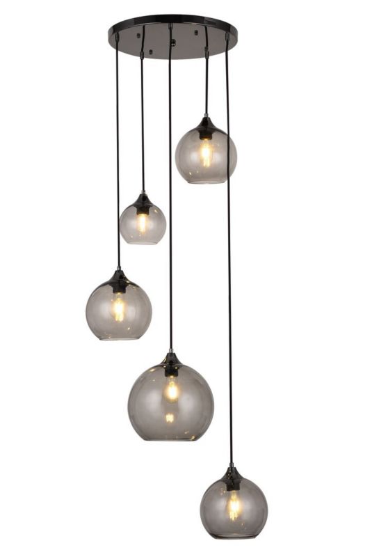 Lampa wisząca Rabalux Tanesha 4407 czarna dymiona szklane klosze 5xE27 x 40W 1 szt.