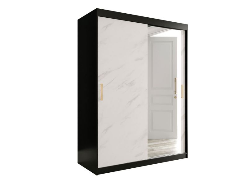 Szafa MIRJAN 24 Marmur T2 150 czarny mat / biały marmur 1 szt.