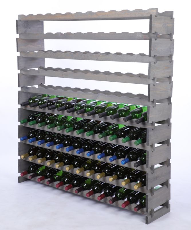 Stojak na wino MODO24 regał modułowy na butelki 10 leżni x 12 butelek montaż bez narzędzi impregnacja szara 1 szt.