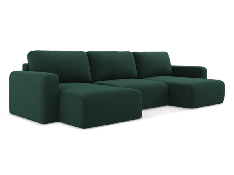 Sofa panoramiczna z funkcją spania LaMiaSofa OSTIA z tkaniny strukturalnej 332x149 cm butelkowa zieleń 1 szt.