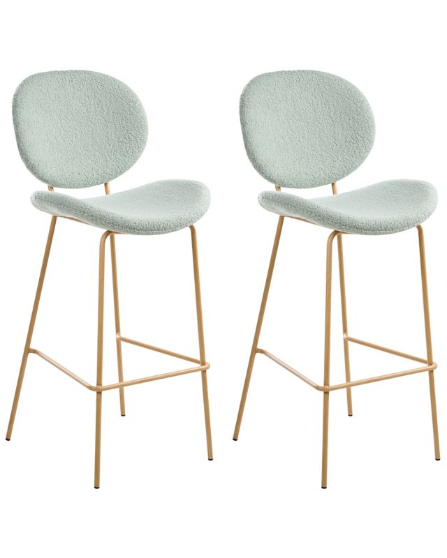 Zestaw 2 krzeseł barowych Luana Boucle Jasnozielony 1 par.