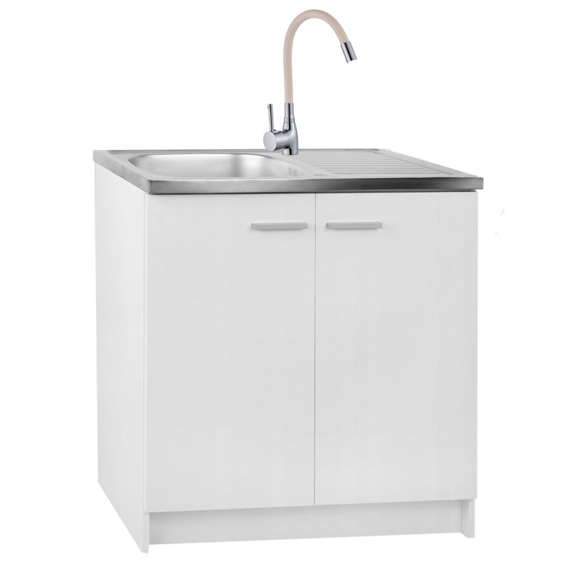 Szafka Kuchenna Stamar Stojąca Biała 800 mm + Zlew Ociekacz Bateria Elastyczna Beż 1 szt