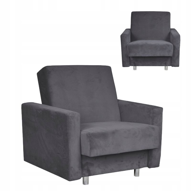 Fotel do salonu rozkładany z pojemnikiem Family Meble Alicja szary ciemny 1szt