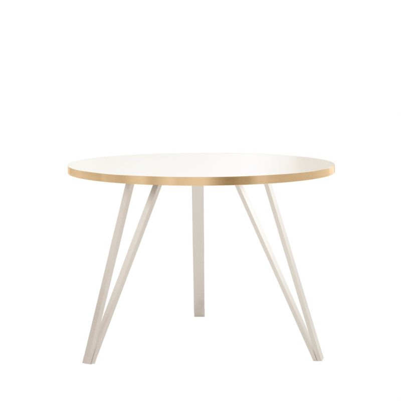 Stolik okrągły ze złotymi obrzeżami Bettso Linea Gold z eleganckimi białymi nóżkami biały 1szt.