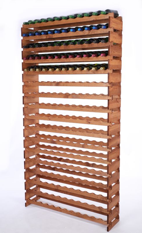 Stojak na wino MODO24 regał modułowy na butelki 17 leżni x 12 butelek montaż bez narzędzi impregnacja brązowa 1 szt.