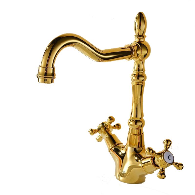 Bateria umywalkowa Lauferi ROMANA mosiężna stojąca złota retro 1 szt.