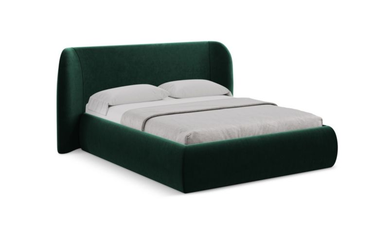Łóżko LaMiaSofa Hauke z weluru 140x200 butelkowa zieleń 1 szt.