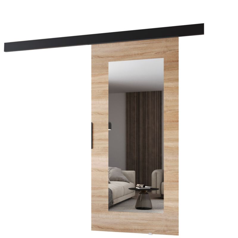 Drzwi przesuwne MINIO go for it PRIM I 96 cm dąb sonoma z czarną maskownicą 1 szt.
