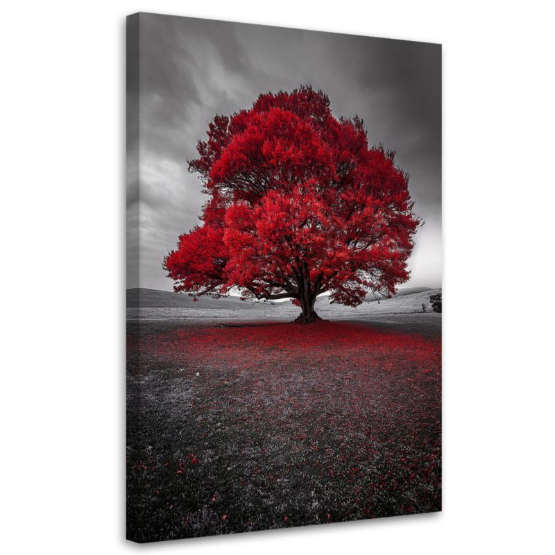 Obraz na płótnie Feeby Czerwone Drzewo Pejzaż Nowoczesny 40x60cm 1szt