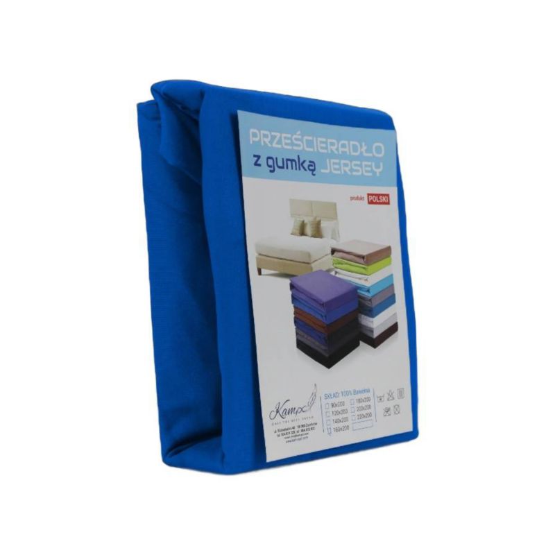 Prześcieradło z gumką Jersey VIP bok 30cm KAM-POL niebieskie 70x120cm 1 szt.