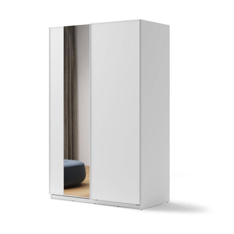 Szafa Bettso Maxi 150 przesuwna z oświetleniem LED dwudrzwiowa z 2 drążkami na ubrania i 5 półkami biały 1szt.