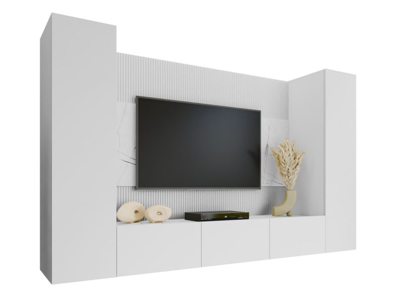 Meblościanka MIRJAN 24 Deromi V biały + biały marmur 1 kpl.