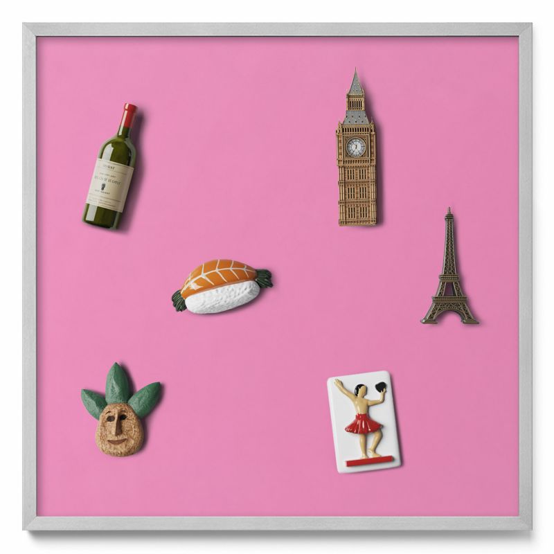 Tablica na notatki Tulup 50x50 cm Kolor różowy w srebrnej ramie 1 szt.