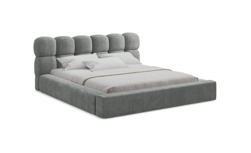 Tapicerowane łóżko z pojemnikiem LaMiaSofa Kahu Szynila 180x200 Szary 1 szt.