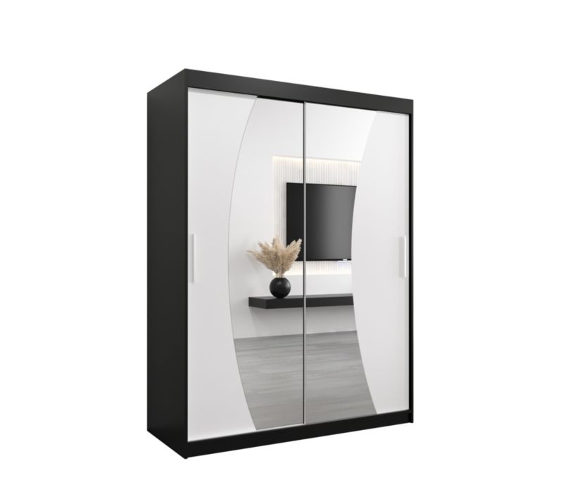 Szafa przesuwna Garderoba Abiks WAVE 150 czarny mat + biały mat 1 szt.