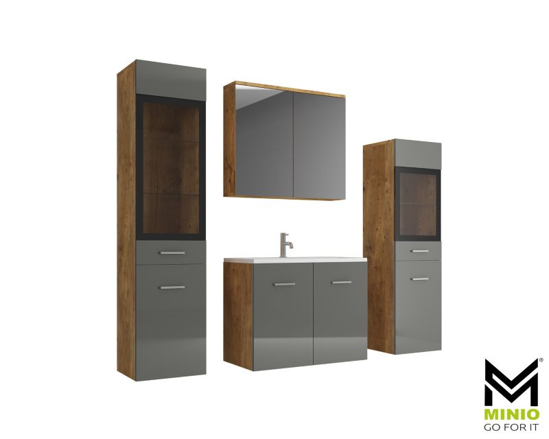 Zestaw mebli łazienkowych MINIO go for it MARIT II kasztan breslau / szary połysk 1 kpl.