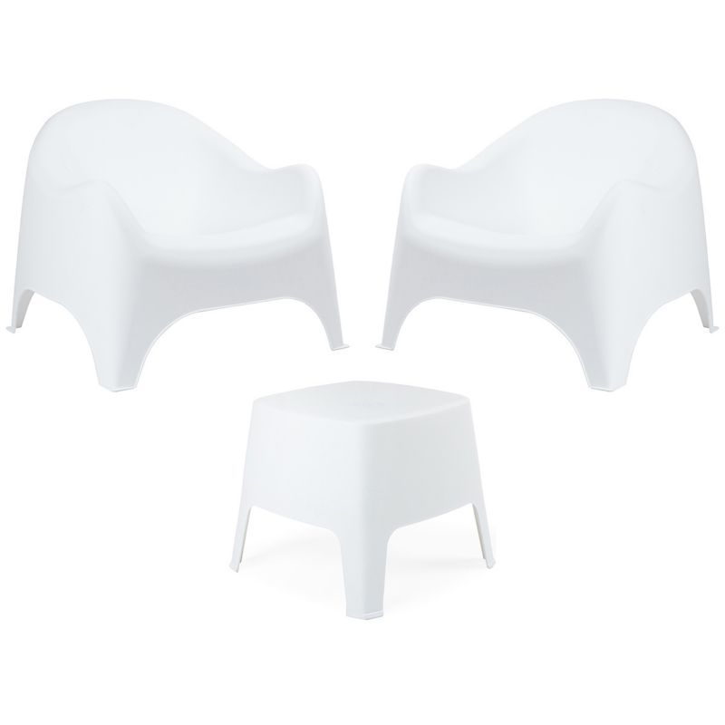 Zestaw mebli ogrodowych taras balkon 2 fotele Dumbo białe + 1 stolik kawowy Milane biały 1 kpl