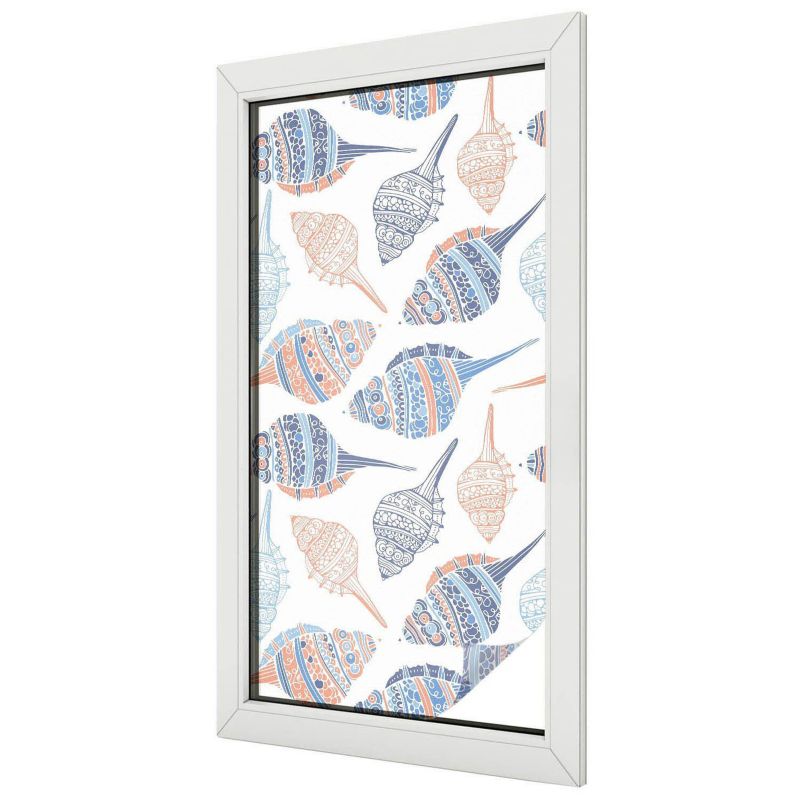 Folia Chroniąca Prywatność Mrożona Wallfluent 50x100 cm Witrażowa Naklejka Na Szybę Muszle morskie w stylu boho 1 rol.