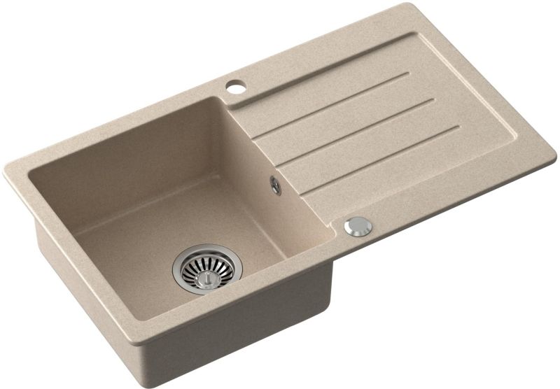 Zlewozmywak Quadron Johnny 111 GraniteQ 77x40 cm, wpuszczany, 1-komorowy, beżowy, 1 szt.