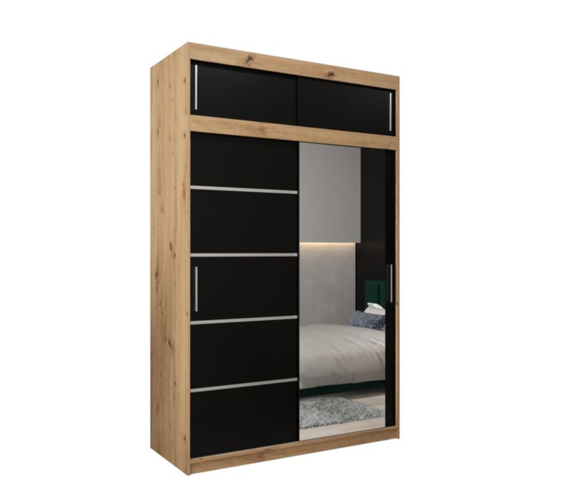 Szafa przesuwna Abiks Verona 2 150 artisan + czarny z nadstawką 1 szt.